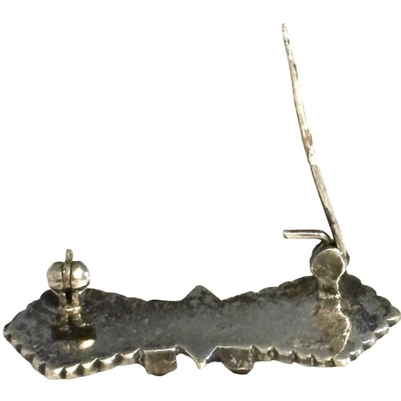 925 Sterling Silver Marcasite Black Onyx Bow Bar Brooch Pin Vintage 1” - Picture 4 of 5